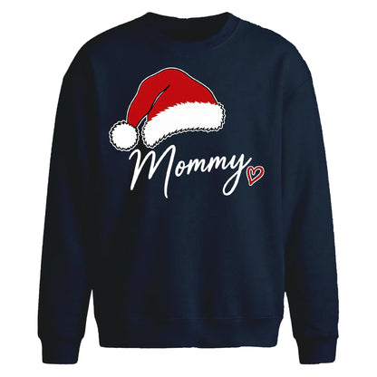 Script Mommy Santa Hat Heart Christmas Oversized Sweatshirt
