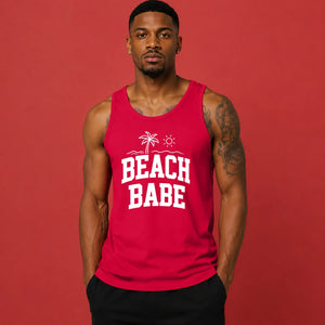 Simple Beach Babe Palm Tree Summer Graphic Print Men Tank Top