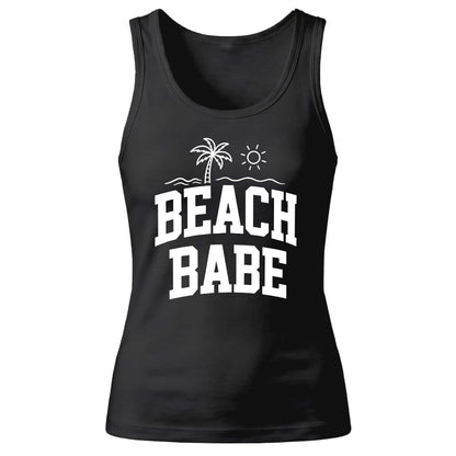 Simple Beach Babe Palm Tree Summer Print Ladies Tank Top