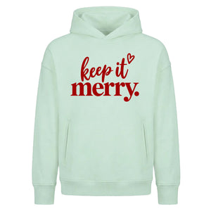 Simple keep it merry script text Christmas Oversized Hoodie