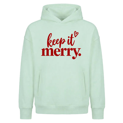 Simple keep it merry script text Christmas Oversized Hoodie