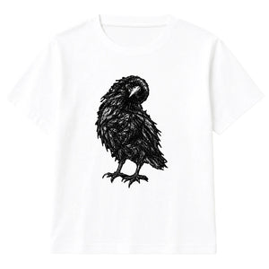 Sinister sketched crow bird graphic Halloween Kids T-Shirt