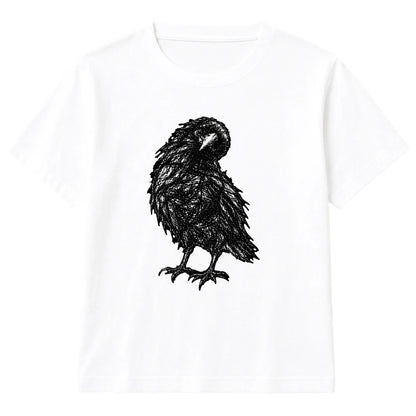 Sinister sketched crow bird graphic Halloween Kids T-Shirt