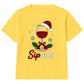 Sipmas Santa Hat Wine Glass Graphic Christmas Kids T-Shirt