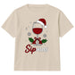 Sipmas Santa Hat Wine Glass Graphic Christmas Kids T-Shirt