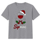 Sipmas Santa Hat Wine Glass Graphic Christmas Kids T-Shirt