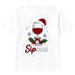 Sipmas Santa Hat Wine Glass Graphic Christmas Kids T-Shirt