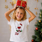 Sipmas Santa Hat Wine Glass Graphic Christmas Kids T-Shirt