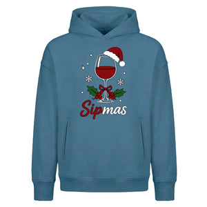 Funny Wine Lover Sipmas Holiday Christmas Oversized Hoodie