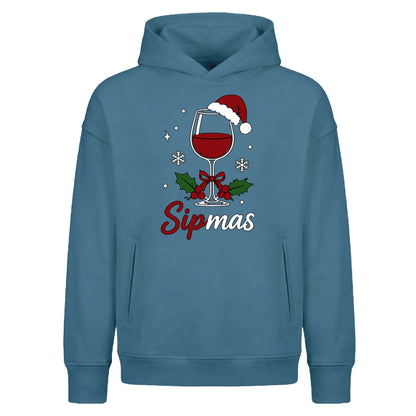 Funny Wine Lover Sipmas Holiday Christmas Oversized Hoodie