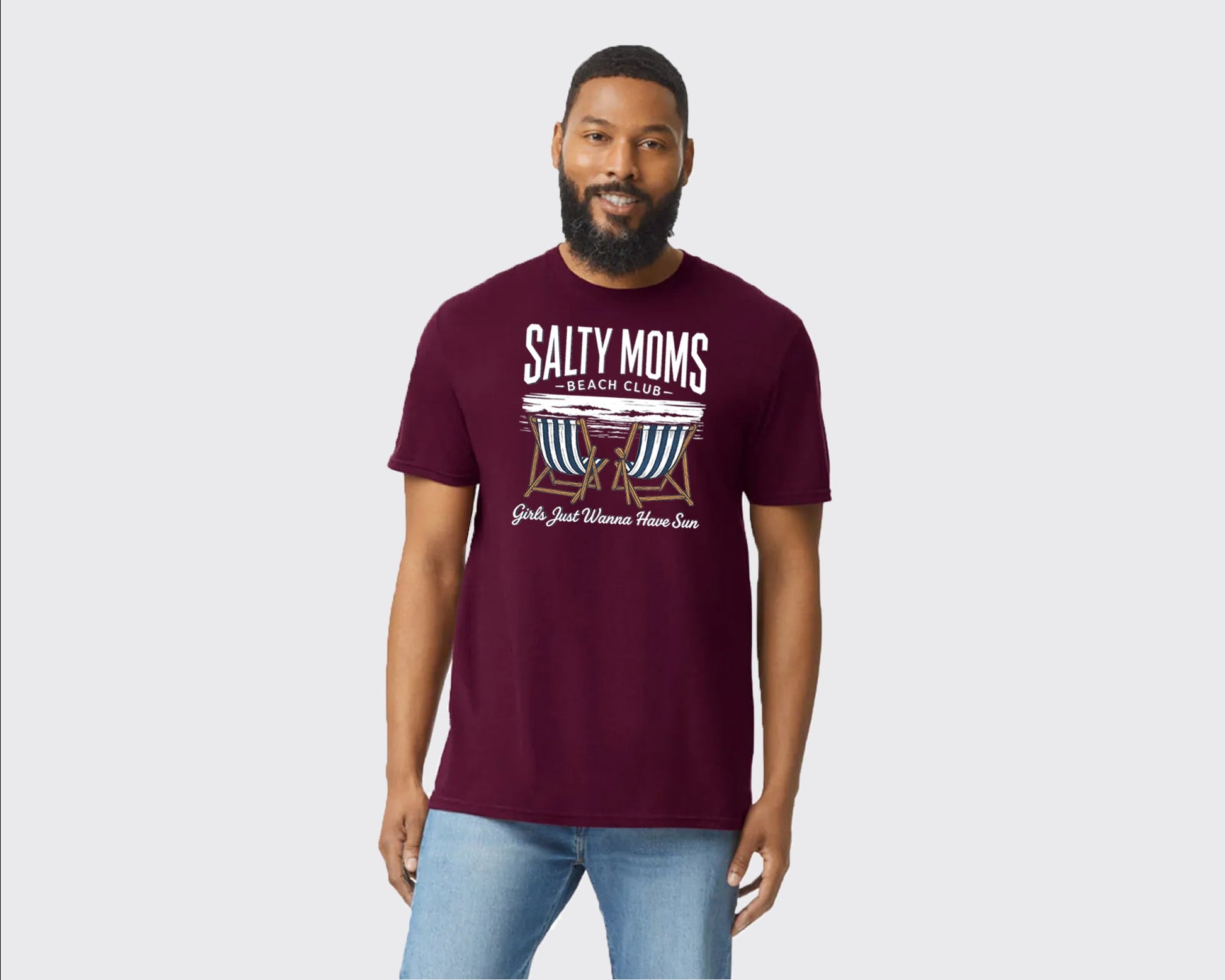 Salty Moms Beach Club Tee, Just Wanna Have Sun Summer Shirt For Women, Cute Summer Vibes Vacation Graphic T-Shirt M8440