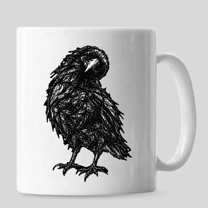 Sketchy ink crow bird gothic graphic ceramic Halloween Mug