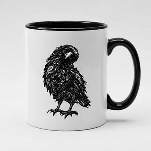 Sketchy ink crow bird gothic graphic ceramic Halloween Mug
