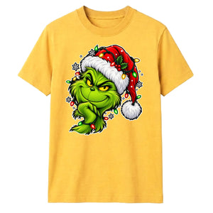 Sly smirking face holiday lights Christmas Unisex T-Shirt