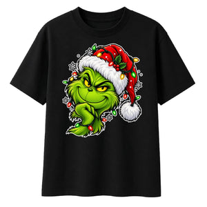 Smirking festive grinch graphic Christmas Oversized T-Shirt