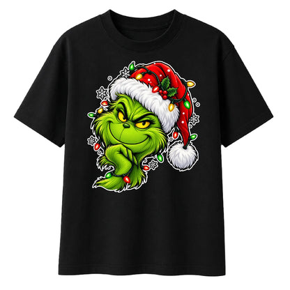 Smirking festive grinch graphic Christmas Oversized T-Shirt