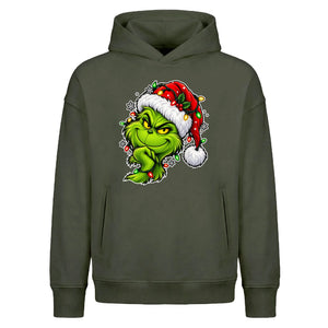 Smirking holiday lights face Christmas Oversized Hoodie