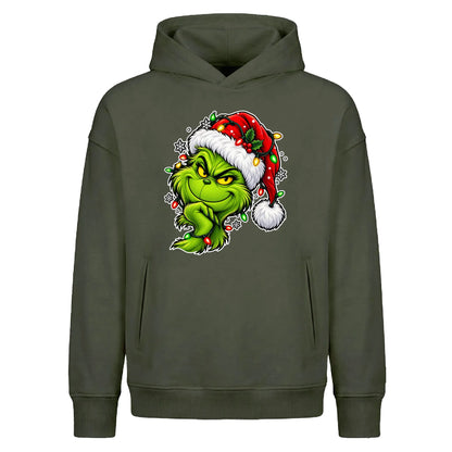 Smirking holiday lights face Christmas Oversized Hoodie