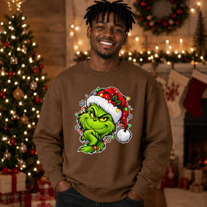 Smirking mischievous face Christmas Oversized Sweatshirt