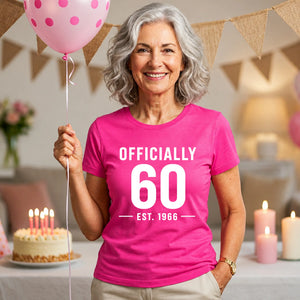60th Birthday Gift Ladies Tshirt Officially 60 Est 1966