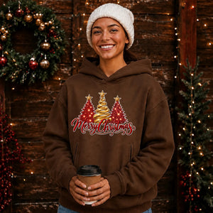 Sparkling glitter trees script Christmas Oversized Hoodie