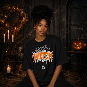 Spiderweb dripping text gothic Halloween Oversized t-shirt