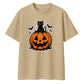 Spooky black cat and pumpkin Halloween Oversized T-Shirt