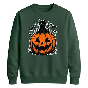 Spooky black cat jack-o-lantern Halloween Unisex Sweatshirt
