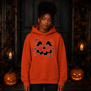 Spooky carved pumpkin face print Halloween Oversized Hoodie