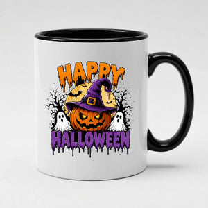 Spooky carved pumpkin witch hat and ghosts Halloween Mug