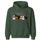 Spooky character group and spider web Halloween Kids Hoodie