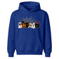Spooky character group and spider web Halloween Kids Hoodie