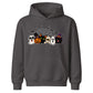 Spooky character group and spider web Halloween Kids Hoodie