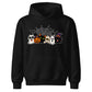 Spooky character group and spider web Halloween Kids Hoodie