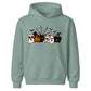 Spooky character group and spider web Halloween Kids Hoodie