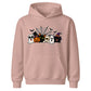 Spooky character group and spider web Halloween Kids Hoodie