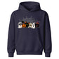Spooky character group and spider web Halloween Kids Hoodie