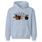 Spooky character group and spider web Halloween Kids Hoodie