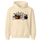 Spooky character group and spider web Halloween Kids Hoodie