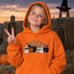 Spooky character group and spider web Halloween Kids Hoodie