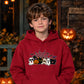 Spooky character group and spider web Halloween Kids Hoodie