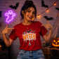 Spooky dripping text spider web Halloween Ladies t-shirt