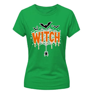 Spooky dripping text spider web Halloween Ladies t-shirt