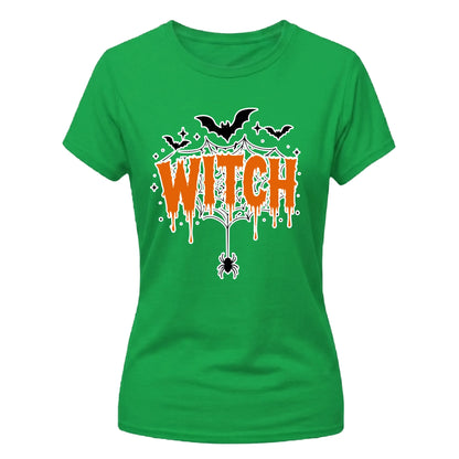 Spooky dripping text spider web Halloween Ladies t-shirt