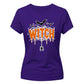 Spooky dripping text spider web Halloween Ladies t-shirt