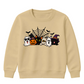 Spooky gang characters spider web Halloween Kids Sweatshirt