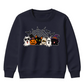 Spooky gang characters spider web Halloween Kids Sweatshirt