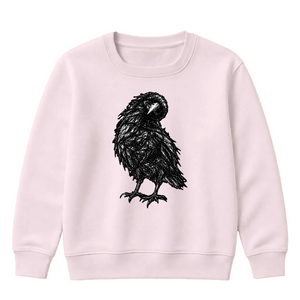 Spooky gothic sketchy raven bird Halloween Kids Sweatshirt