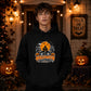 Spooky haunted house night graphic print Halloween hoodie