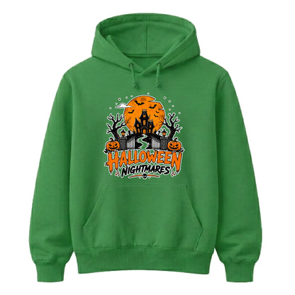 Spooky haunted house night graphic print Halloween hoodie